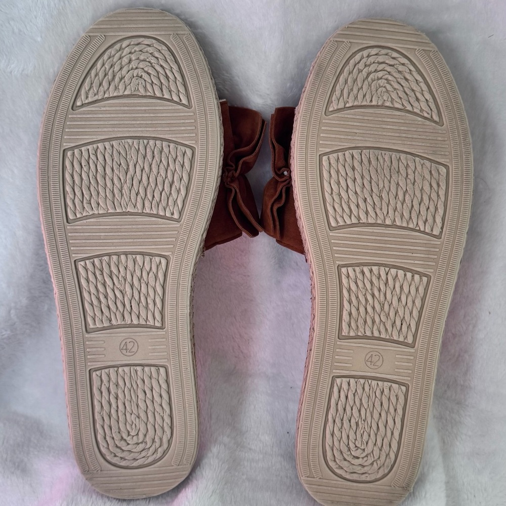Vie Benie Ruffle Slide Sandals Size 42 (US 10-10.5) Boho Espadrille Brown Summer - Picture 4 of 9